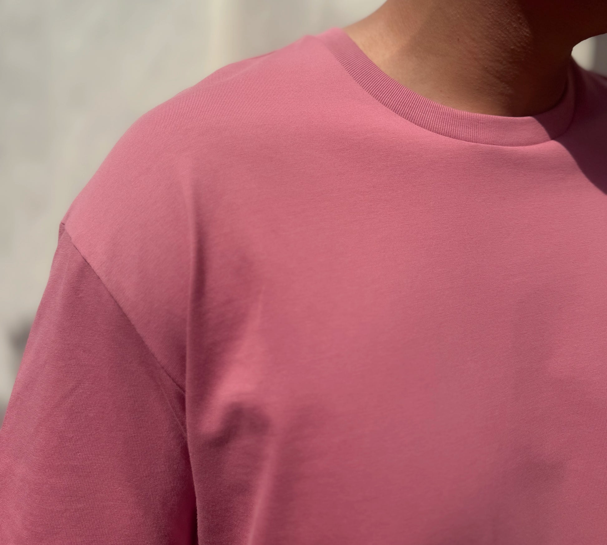Rose Pink oversized 100% organic cotton shirt.