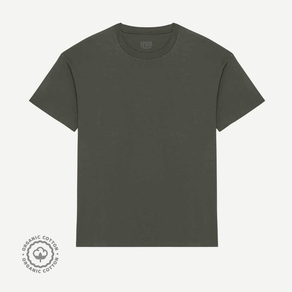 Khaki oversized 100% organic cotton shirt.